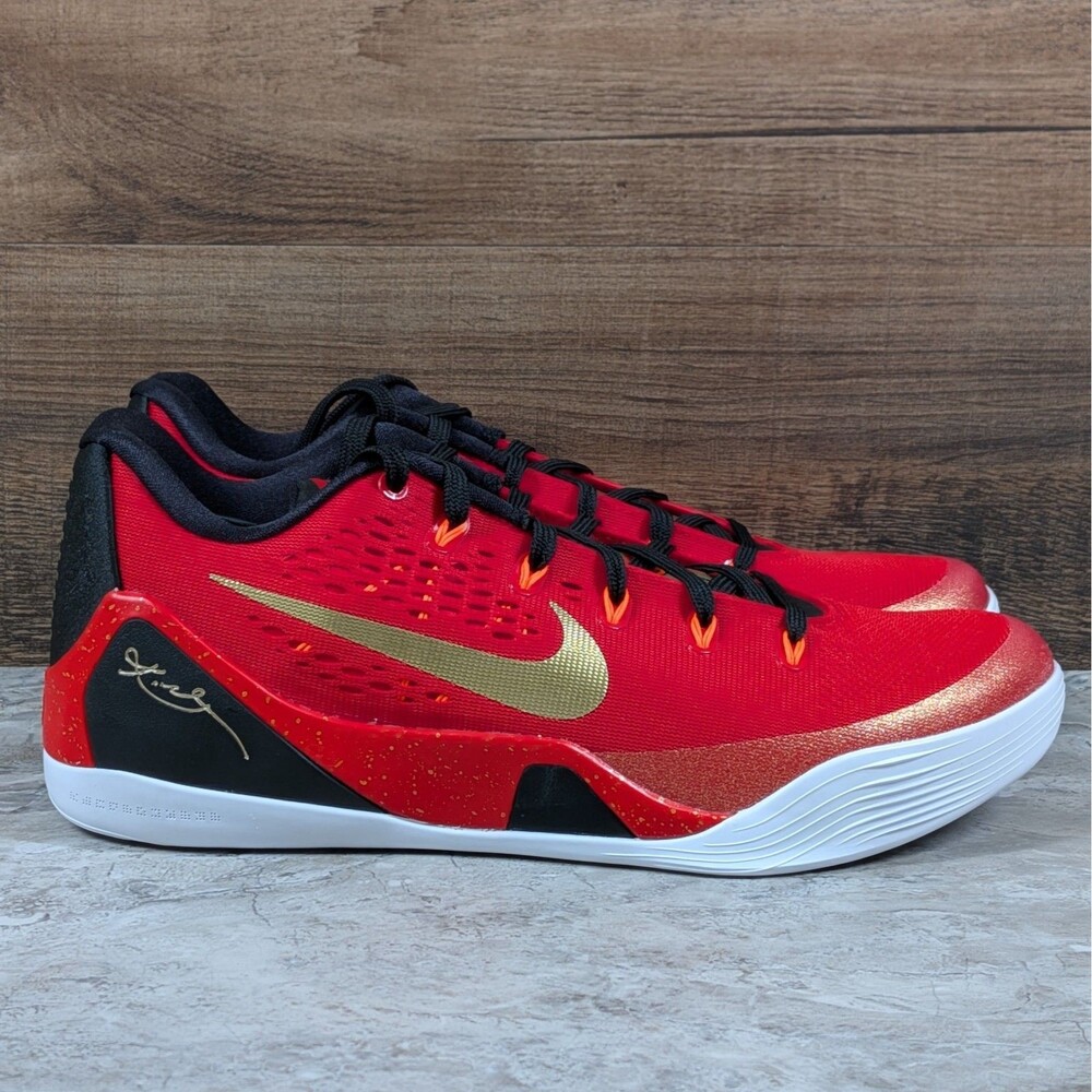 Nike Kobe 9 EM Low Protro Men's 10.5 China Red Gold Black Shoes IH1400-600
